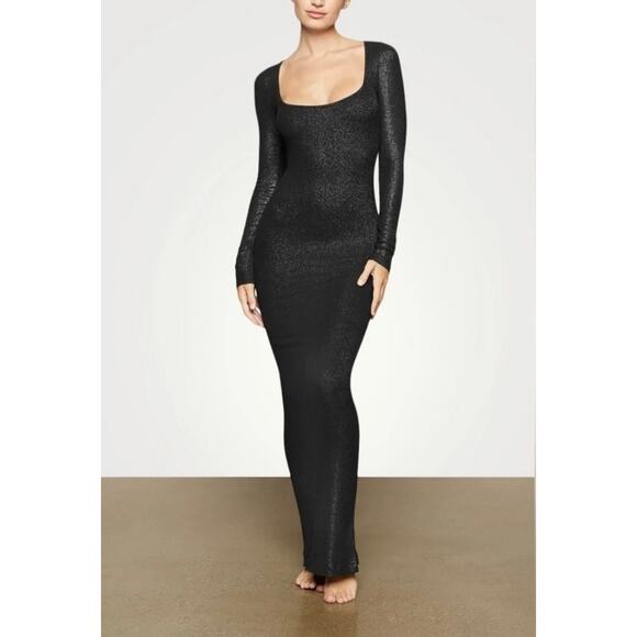 NWT. SKIMS Black Maxi Dress. - Picture 1 of 7